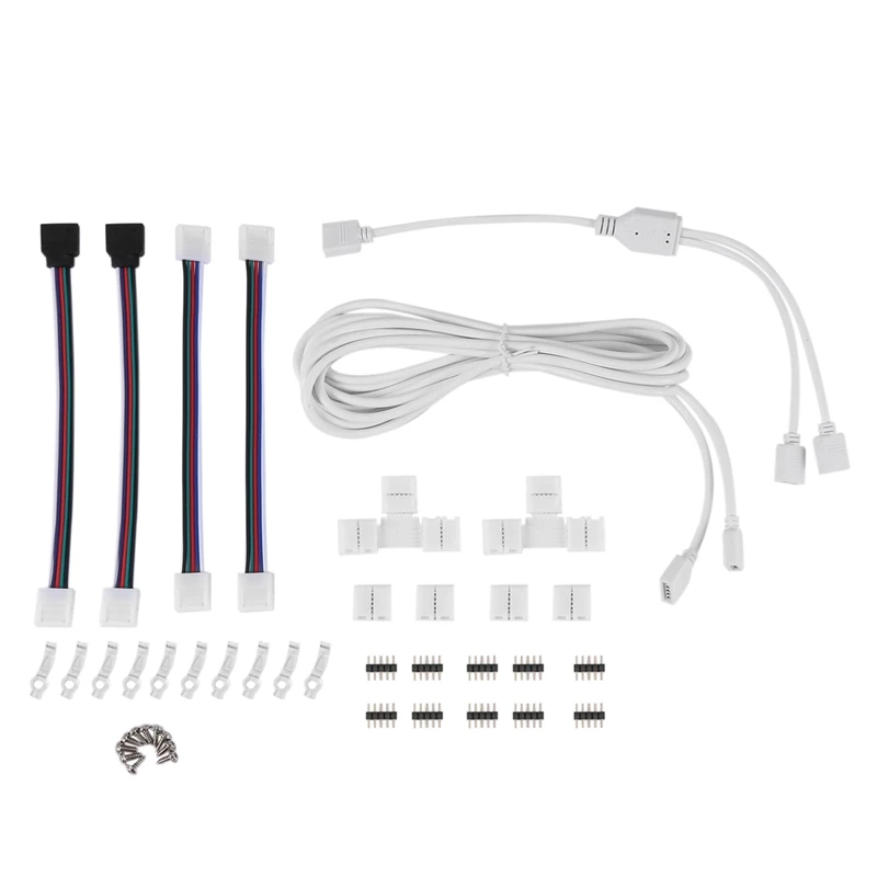 

5PIN LED Strip Connector Kit - 10Mm 5050 RGBW LED Connector Kit Include 9.8FT Extension Cable, Strip To Strip Jumper