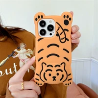 korean cute cartoon funny 3d tiger silicone phone case for iphone 13 12 11 pro xs max x xr 6 7 8 plus shockproof soft back cover