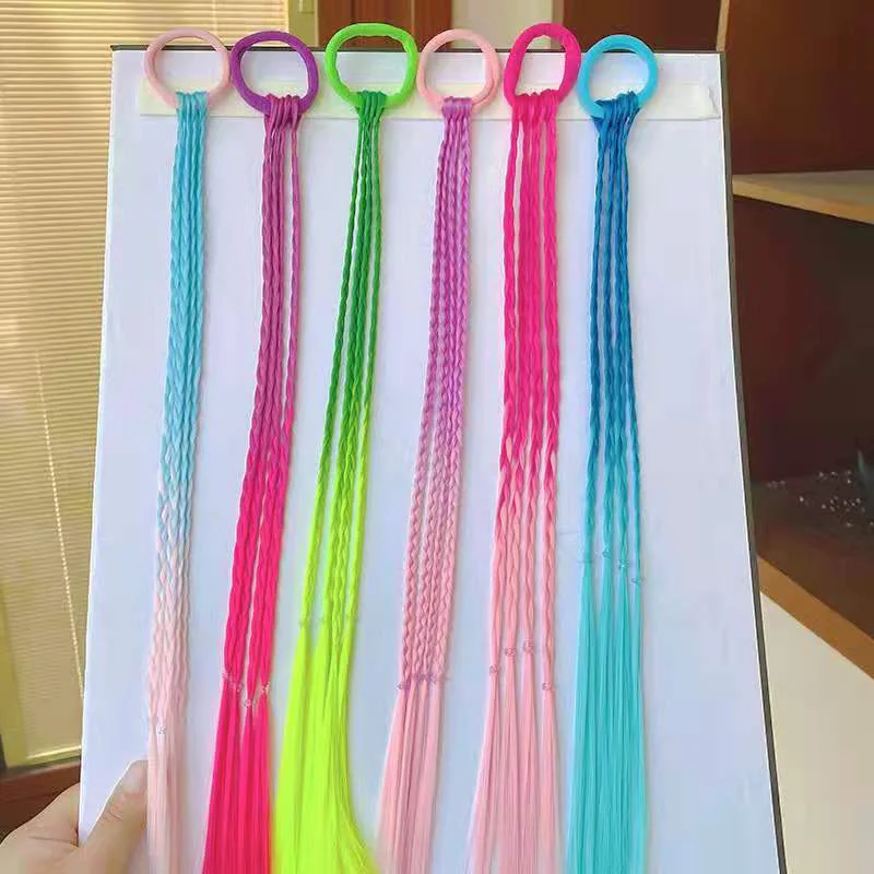 

Chidren Girls Hairbands Wig Braided Hair Band Ring Colorful Kids Baby Hair Accessories Items Long Plait Headbands Hair Ribbons