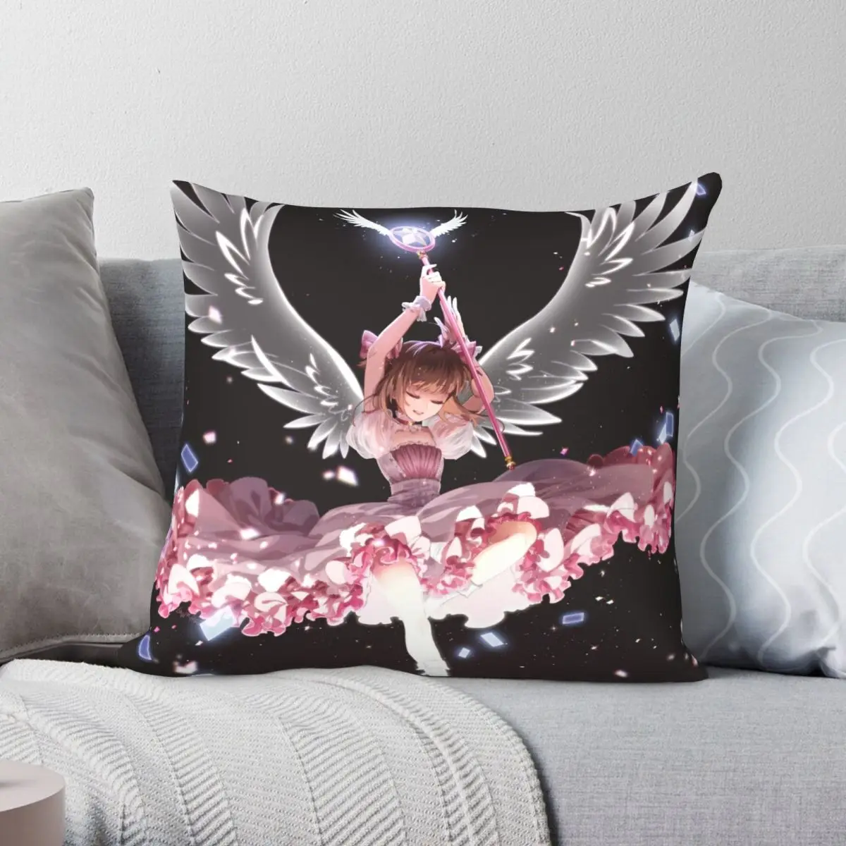 

Cardcaptor Sakura Square Pillowcase Polyester Linen Velvet Printed Zip Decor Pillow Case Car Cushion Cover