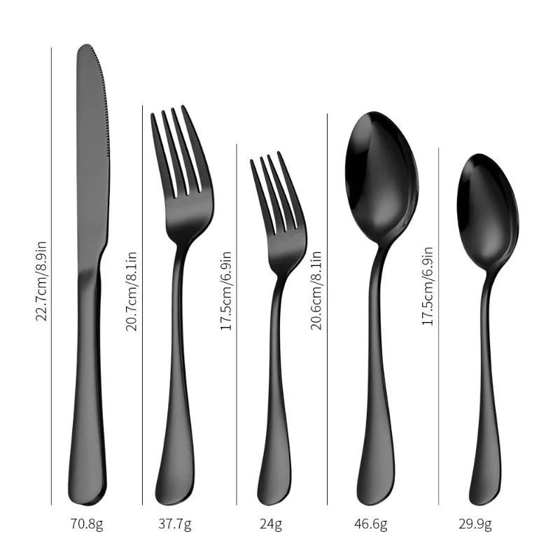 

Western Food Plated Colorful Stainless Steel Knife Fork Spoon 20 Piece Tableware Set for Steak Stainless Steel Table Spoon Set