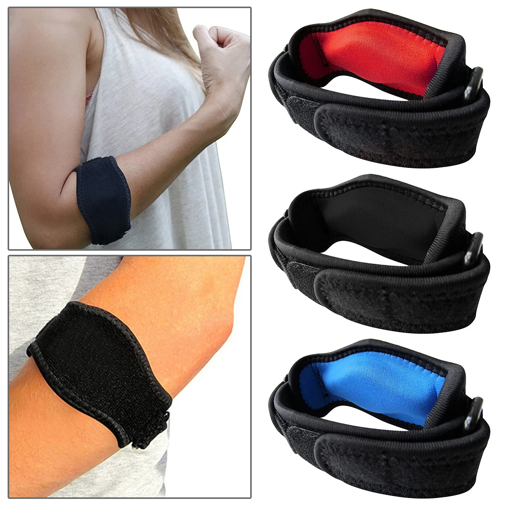 

1pc Unisex Elbow Support Strap Pressurized Lateral Pain Elbow Pads Portable Epicondylitis Braces with Nylon Button for Badminton