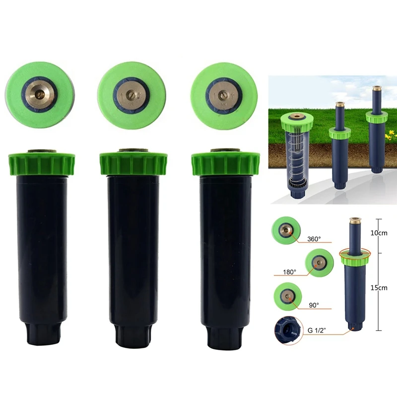 

Adjustable Up Sprinklers 1/2 Inch Female Thread Auto Retractable Lawn Irrigation