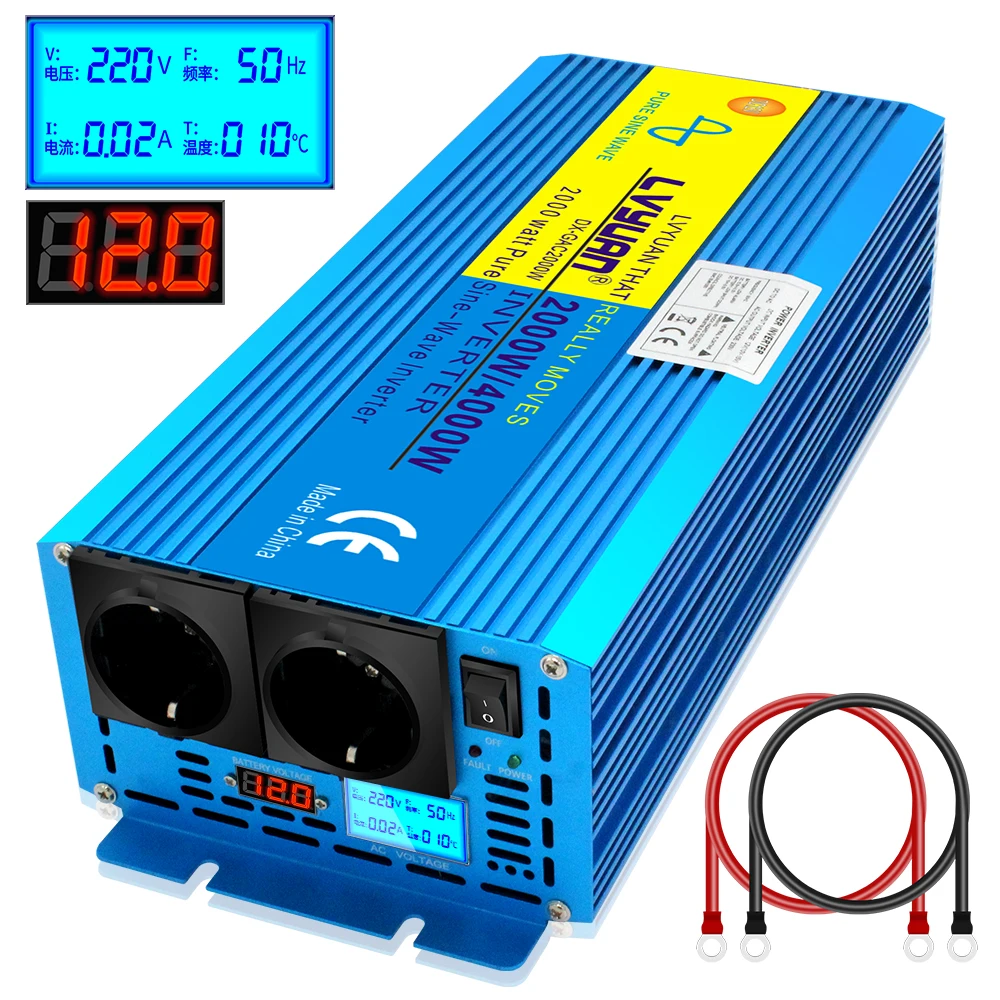 

DC12V/24V 50Hz 60Hz 4000Watt Peak US/EU Socket LCD Display Pure Sine Wave Outing/Home Double Brand New Car Power Inverter