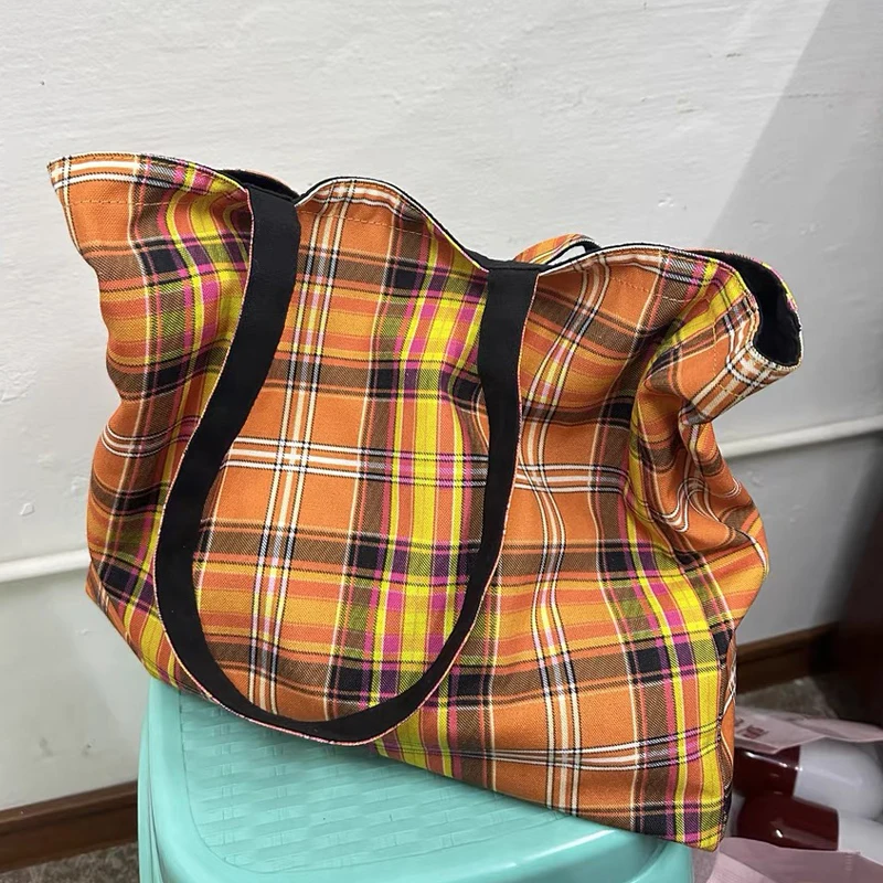 

Canvas Bags For Women Luxury Designer Handbags And Purses 2023 New In Casual Contrasting Colors Stripe Large Capacity Shoulder