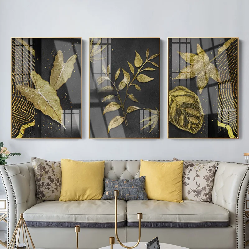 Абстрактная Скандинавская версия роскошные золотые ветви и нефритовые листья