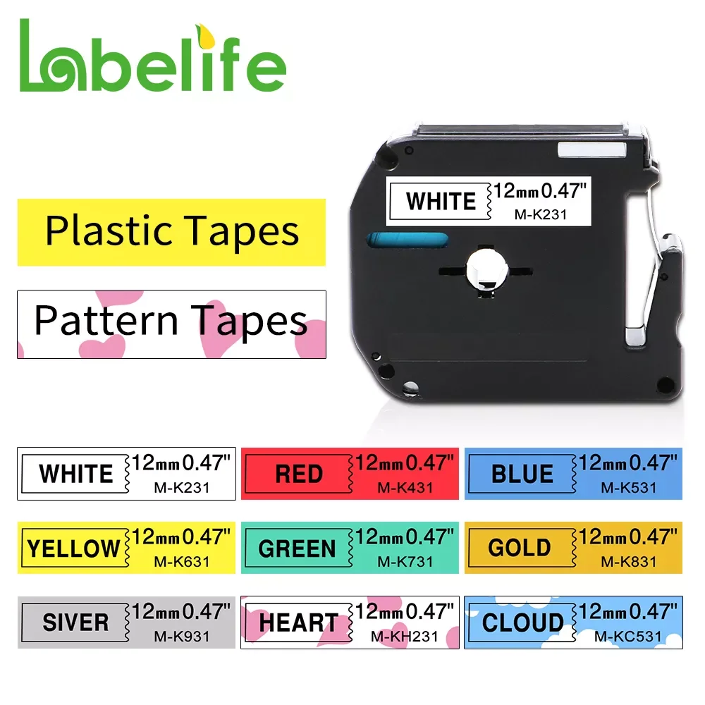 

10PK MK231 Compatible for Brother M Tape P-Touch Labeler PT-90 PT-M95 PT-65 PT-70 PT-70 Ribbons MK Tapes MK431 12mm(0.47")