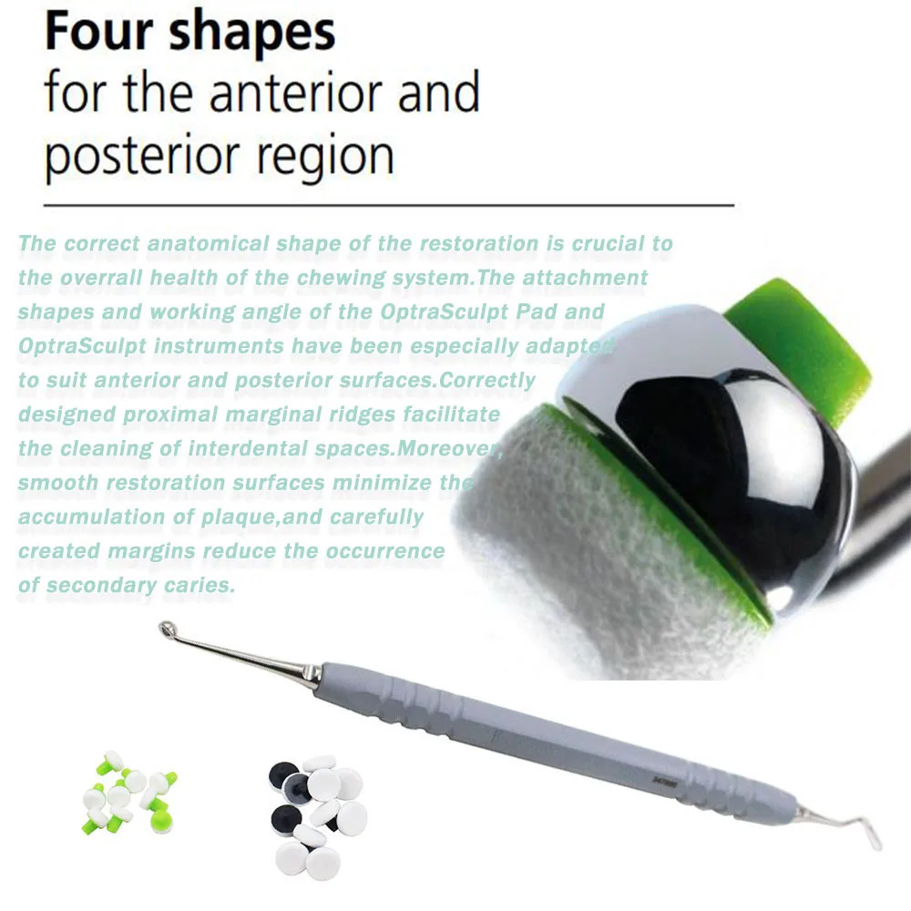 Dental Composite Optrasculpt Pad Assortment Kit Resin Tool Foam Mode 4/6mm Handle*1PCS OptraSculpt Foam Pad*60PCS