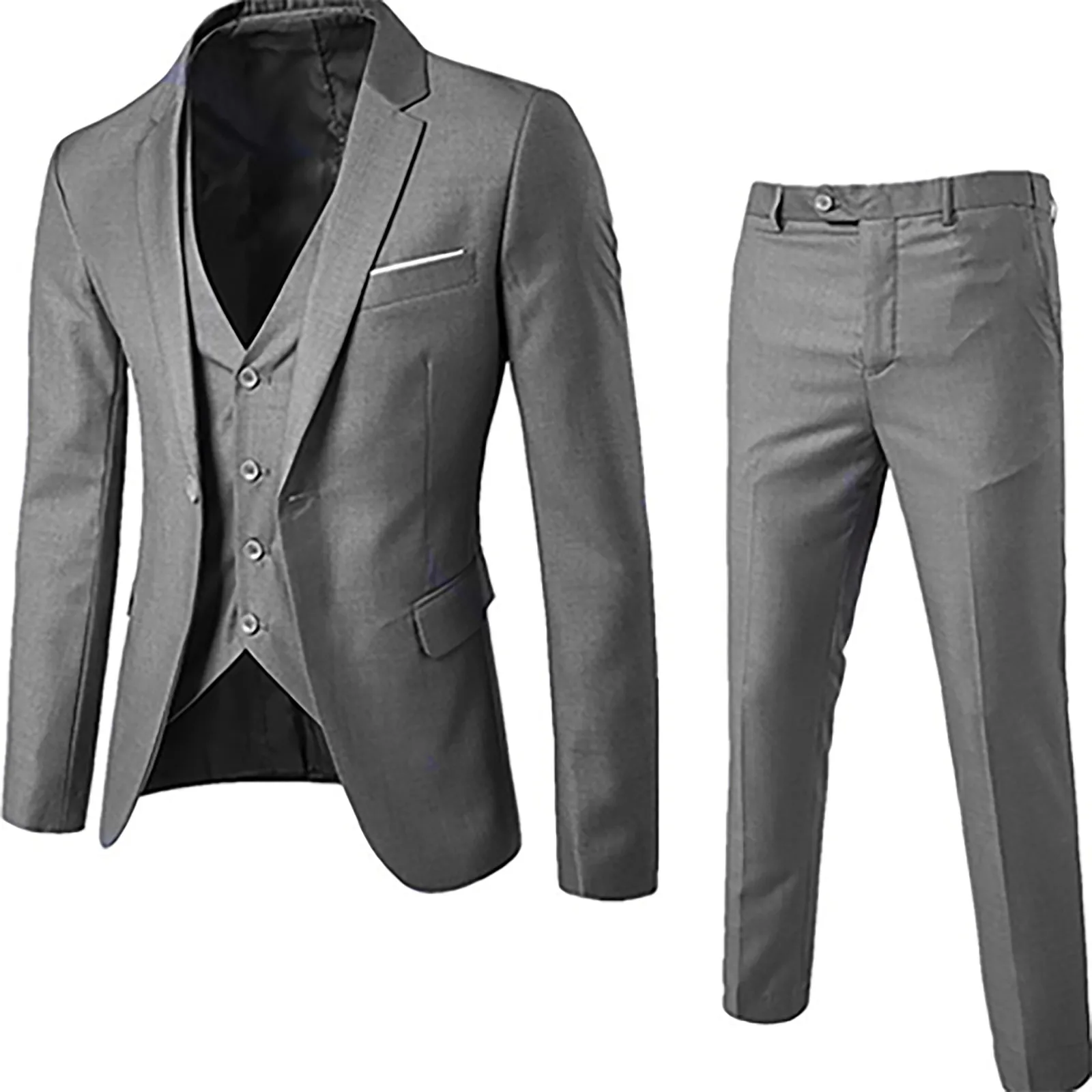 

Костюм облегающий мужской из 3-х предметов, пиджак, жилет и брюки на одной пуговице, деловой костюм для свадьбы, вечеринки