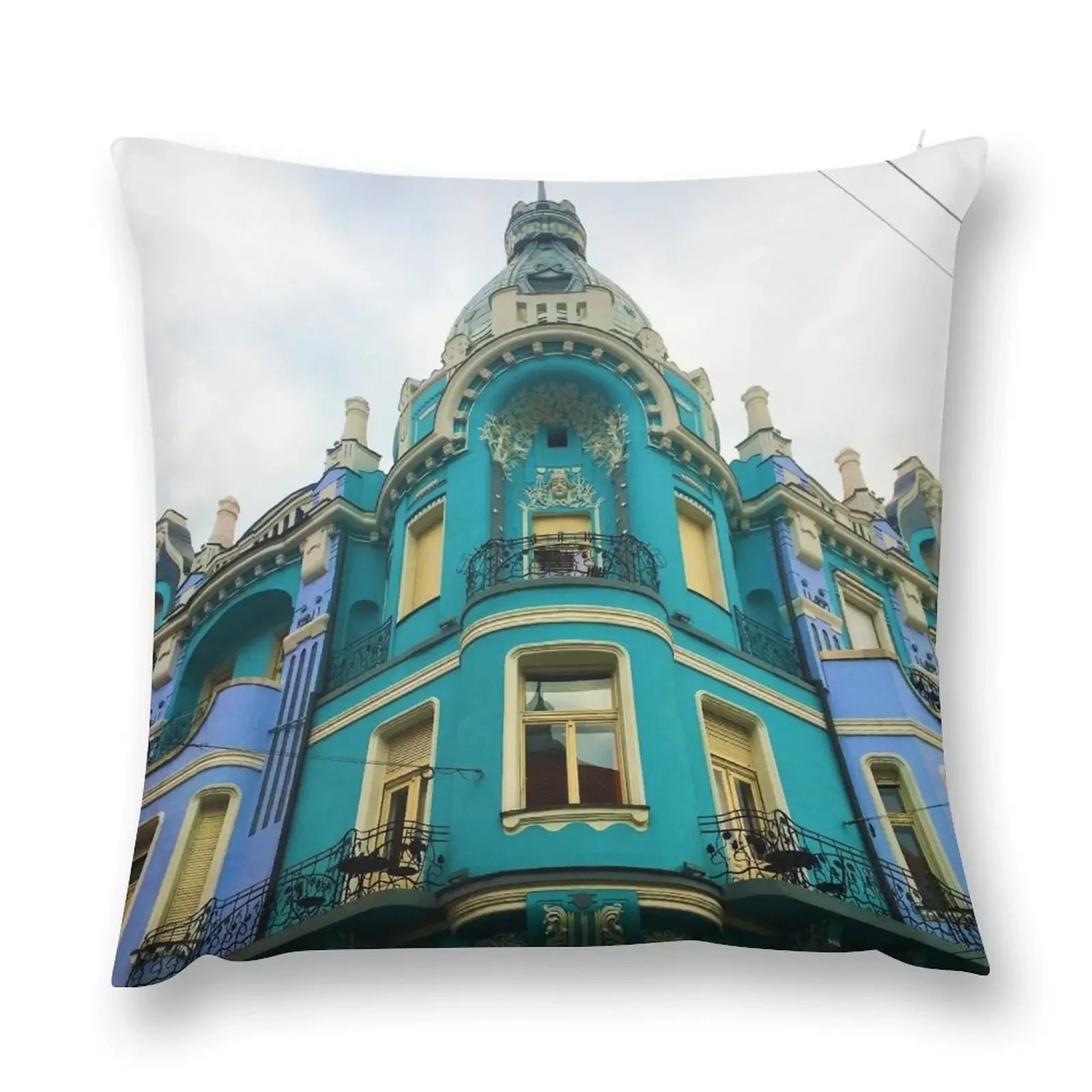 Art Kui бирюзовое здание Декоративная подушка Спальные подушки наволочка Подушка