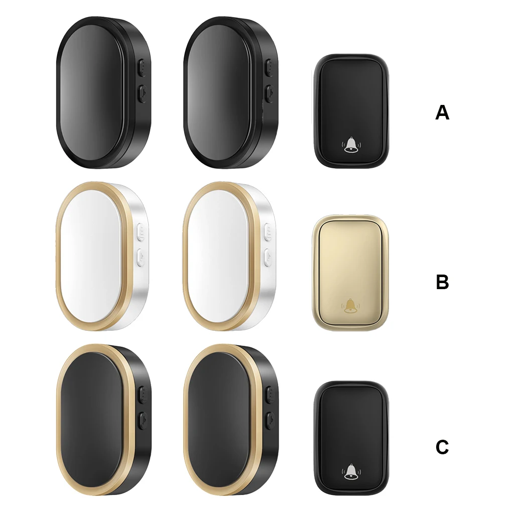 

3 Pieces Wireless Door Bell Volume Doorbell Outdoor Alarm Office Apartment Waterproof Transmitter Remote Wall Black