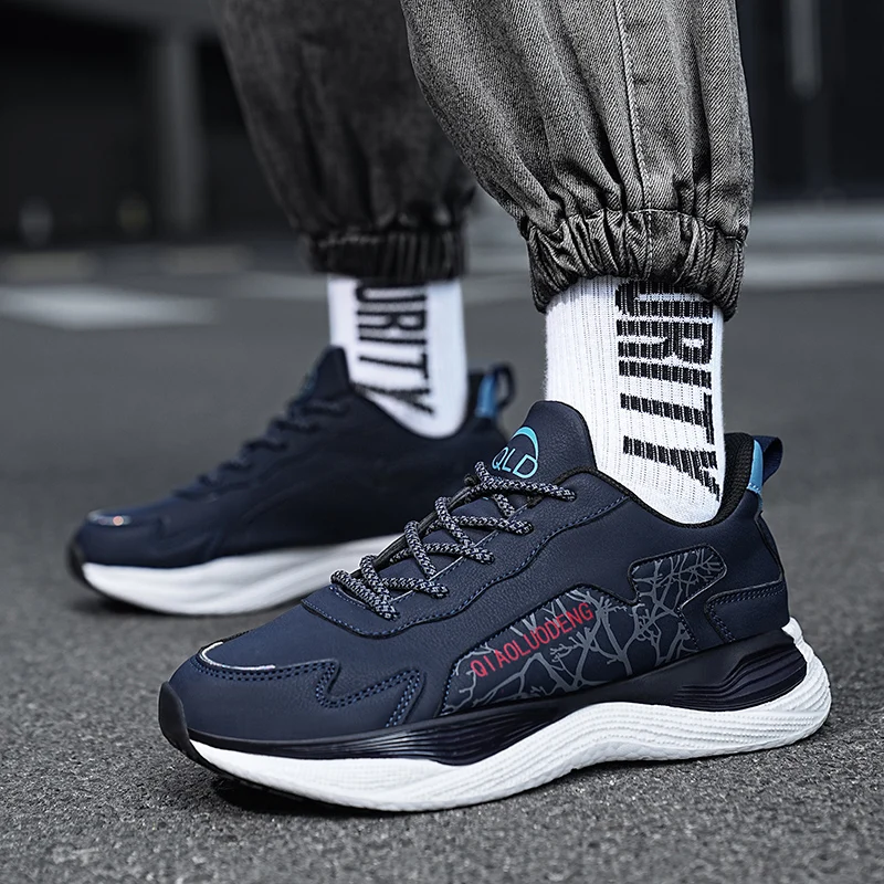 

Men's Sports Shoes 2023 Spring Men PU Leather Casual Shoes Lace Up Round Toe Flat Shoes Men Fashion Loafers Men Flat Shoes