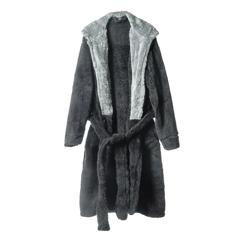Fall/winter Coral Wool Bathrobes For Men And Women Flannel Thickening Home Wear Sleep Night Robe