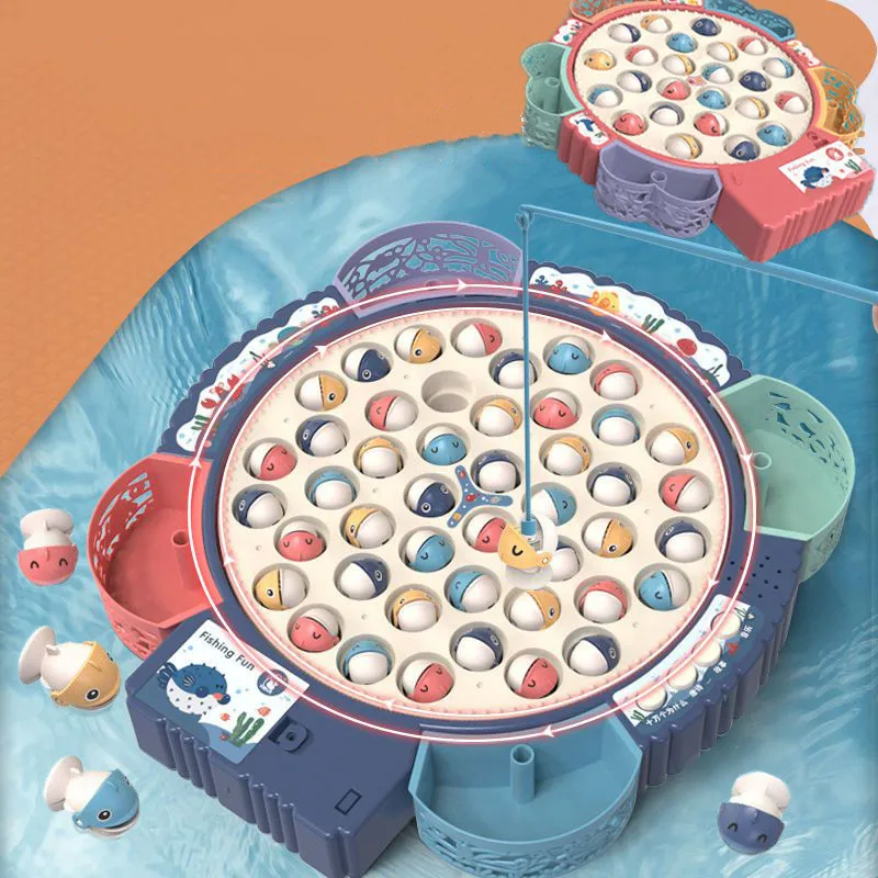

Electric Rotating Magnetic Fishing Games Toys for Kids with Music Spinning Fish Game Interaction Children Educational Toy Gifts