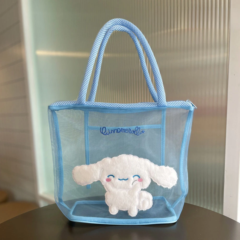 Cartoon Clow M Cinnamoroll Babycinnamoroll Mesh Toiletry Bag Cute Cartoon Beach Bag Swimming Hand Bag Student Tuition Bag