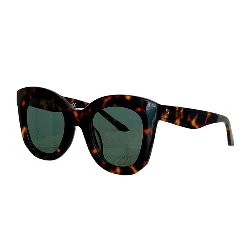 2023 top quality Retro Leopard print glasses UV protection plate round frame sunglasses