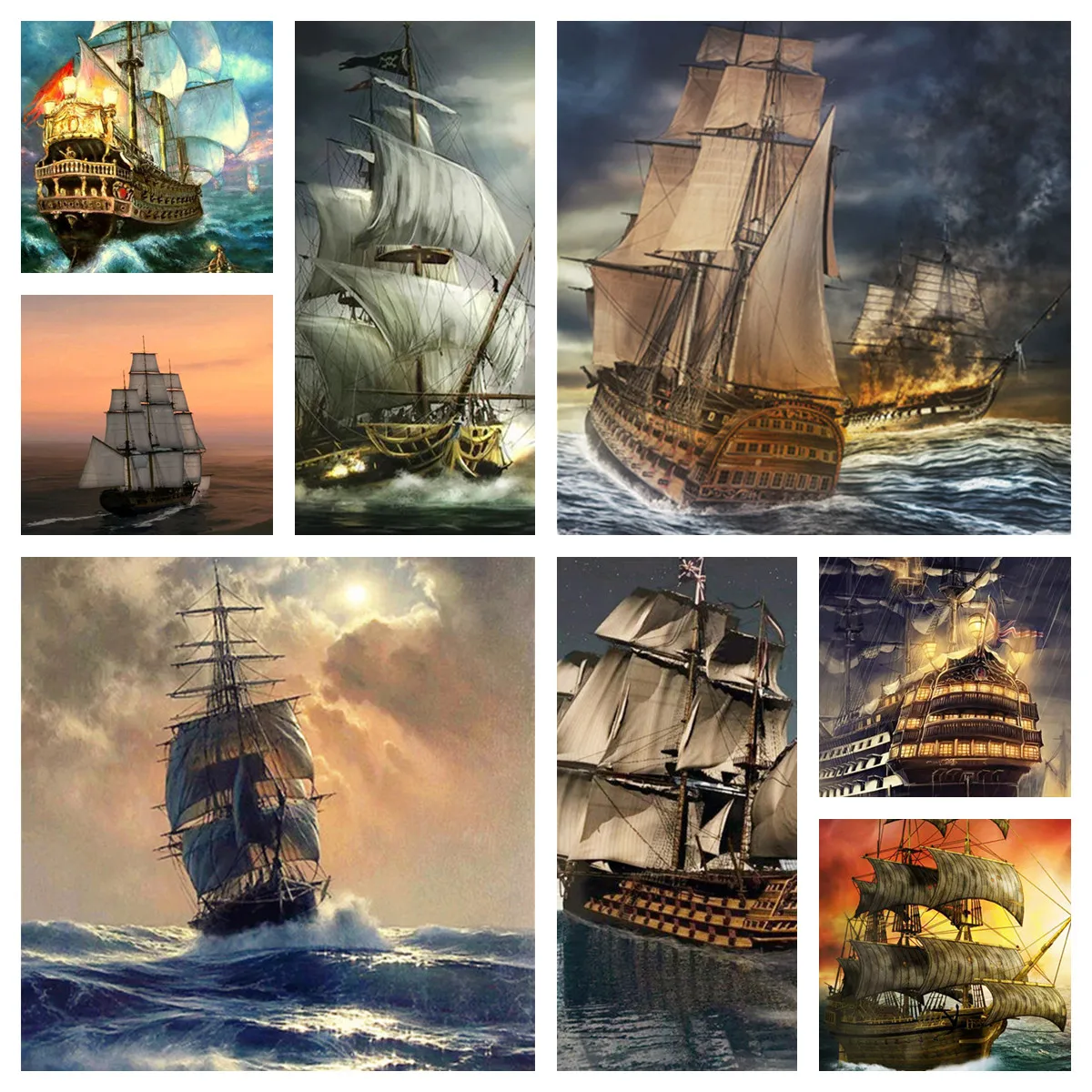 

AB Full Square Round Diamond Painting Ship 5D DIY Diamond Embroidery Landscape Sea Pictures of Rhinestones Handicraft Gifts