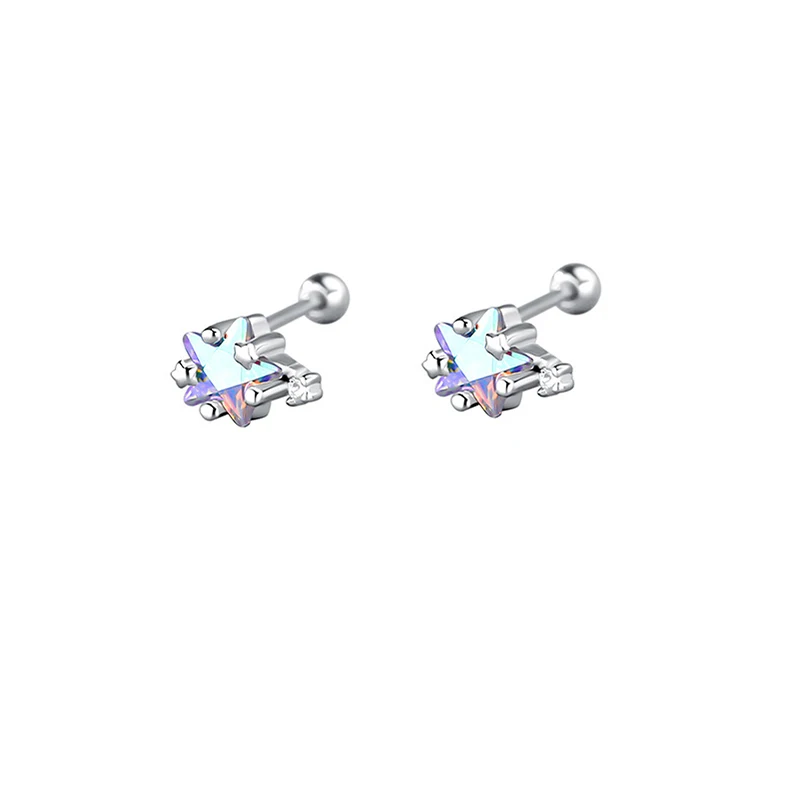 Женские серьги-гвоздики из серебра 100% пробы с цирконом