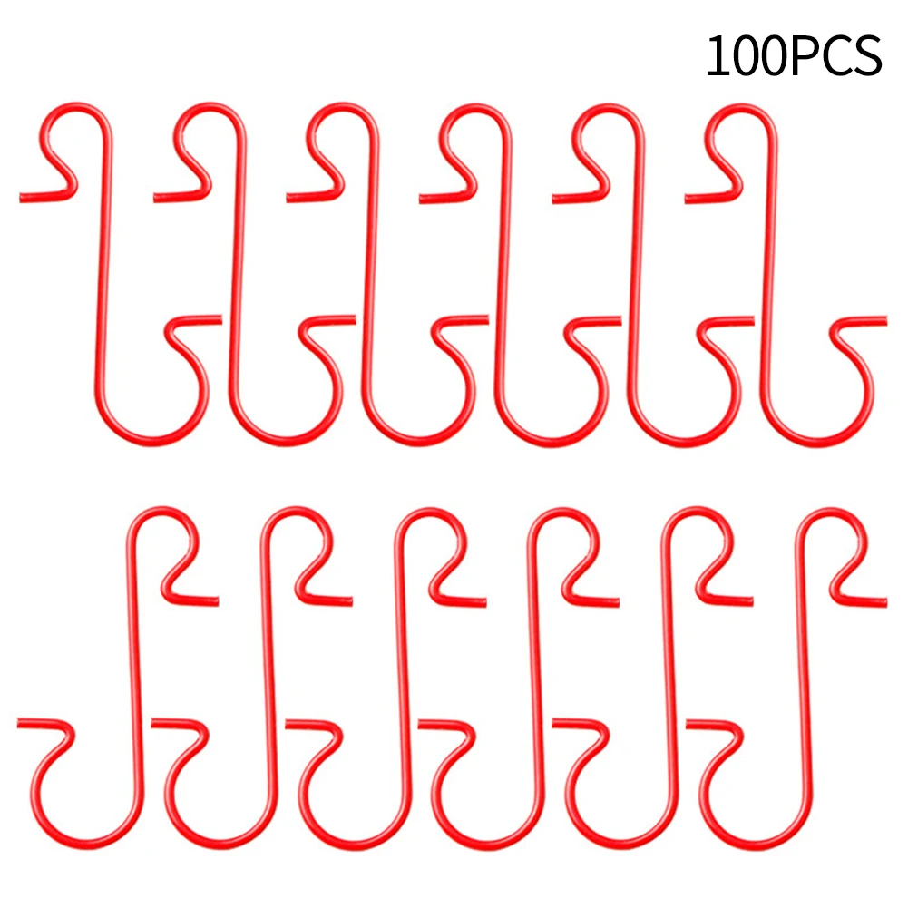 

100PCS Christmas Ornament S-Shaped Hooks Xmas Tree Ball Pendant Hanging Decoration Holders For Home Party Navidad New Year Decor