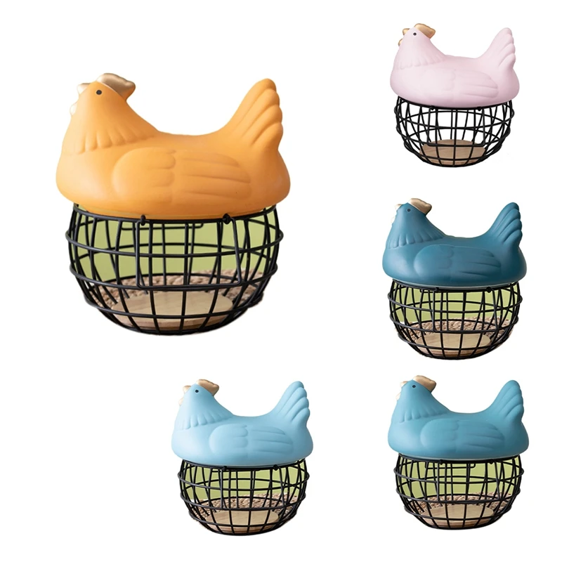 

Chicken Shape Iron Egg Storage Box Household Creativite Egg Basket Egg Tray Storage Basket Fruit Container Storage
