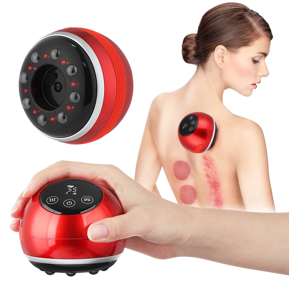 

3 In 1 Electric Vacuum Cupping Device Body Massager Scraping Cup Led Light Hot Compress Detoxification Back Neck Relax Massager