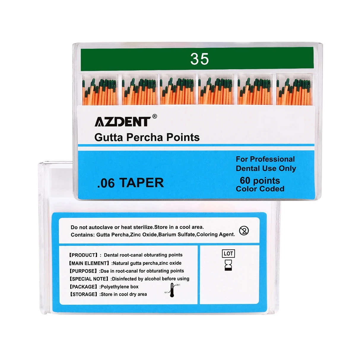 60 шт./кор. стоматологические точки Gutta Percha AZDENT Gapadent конус 0 06 размер 15 # /20 /25 /30 /35 /40
