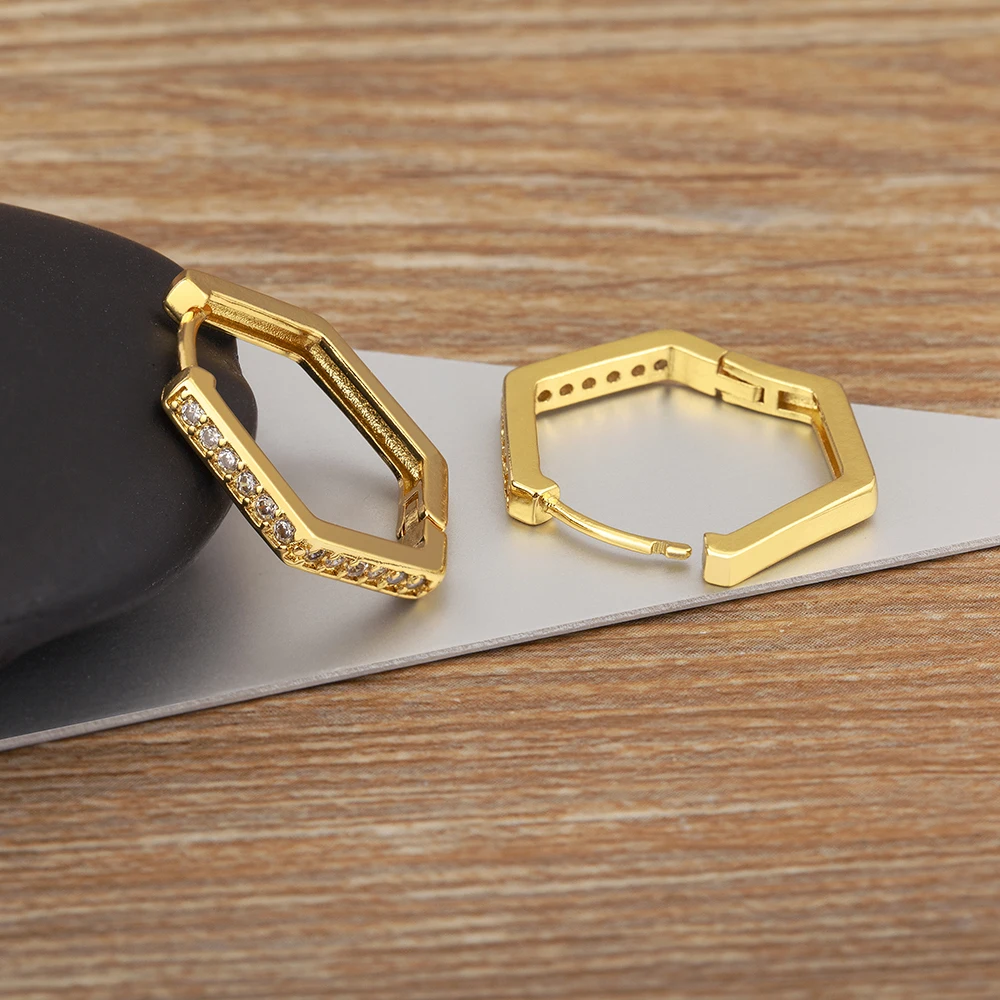 Новые модные серьги-подвески в форме шестиугольника с блестящими кристаллами и