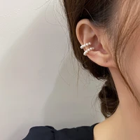 2022 new trendy temperament c shaped pearl ear clip female korean simple and small all match no pierced ear jewelry