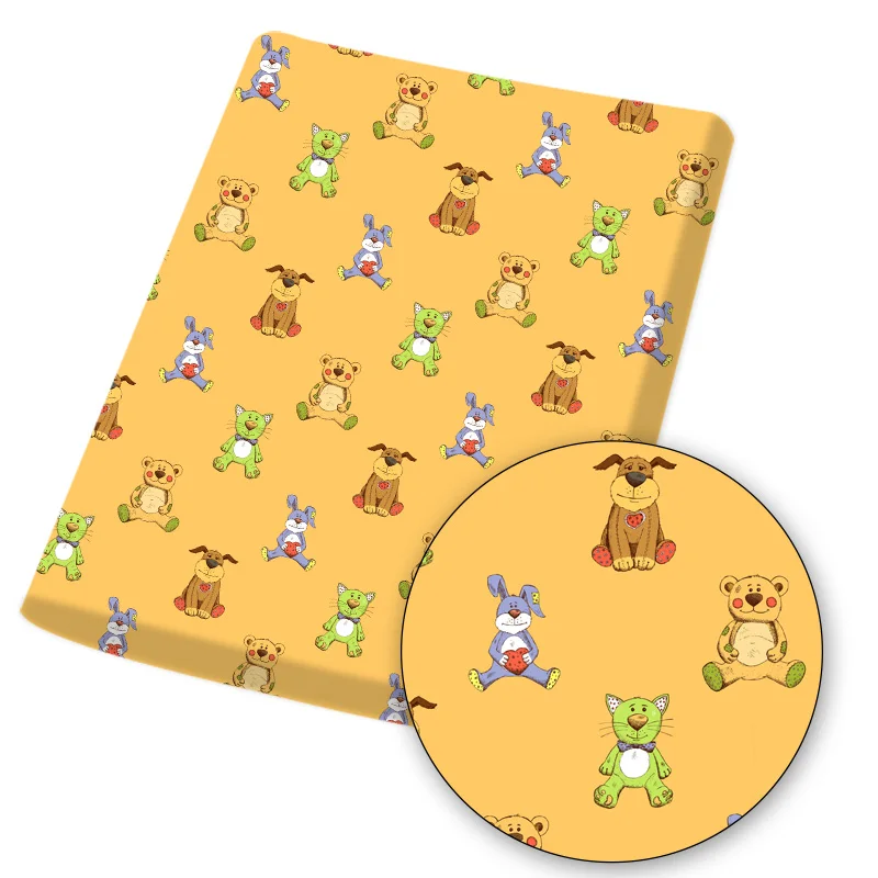 

Polyester Cotton Fabric Cartoon Dog Printed Cloth Sheet Home Textile Patche DIY Dress Supplies Handmade Mask Bag 45*145cm 1pc