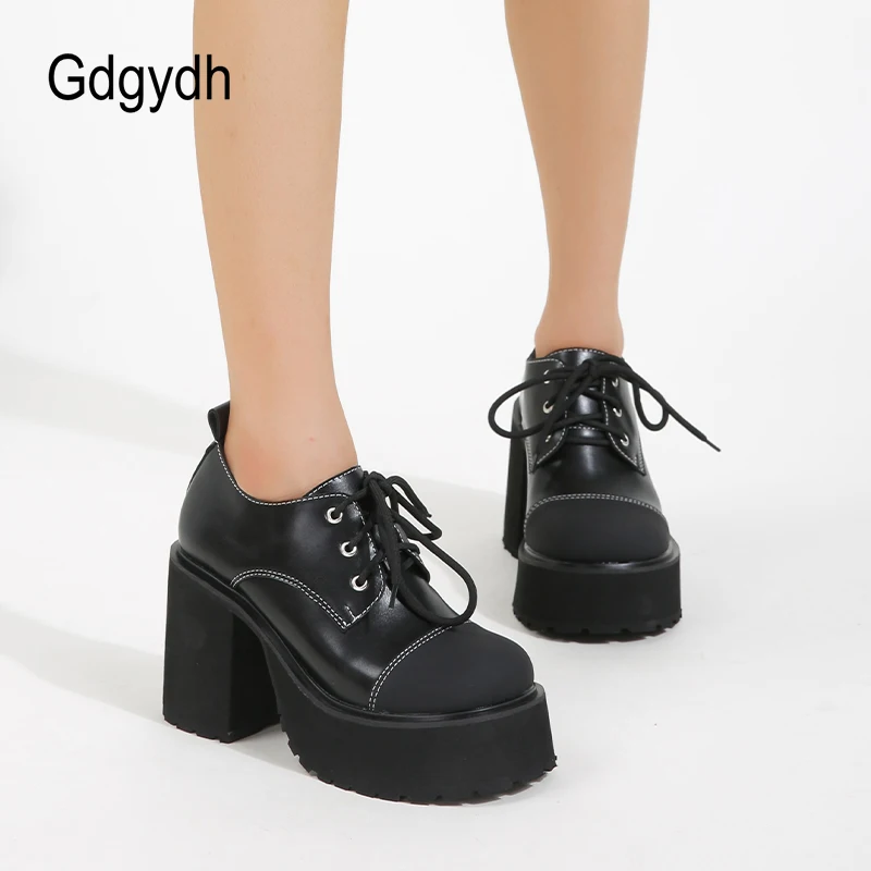 

Gdgydh Womens High Chunky Heels Shoes Platform Oxfords Comfortable Dress Pumps Lolita British Uniform Student Shoes for School