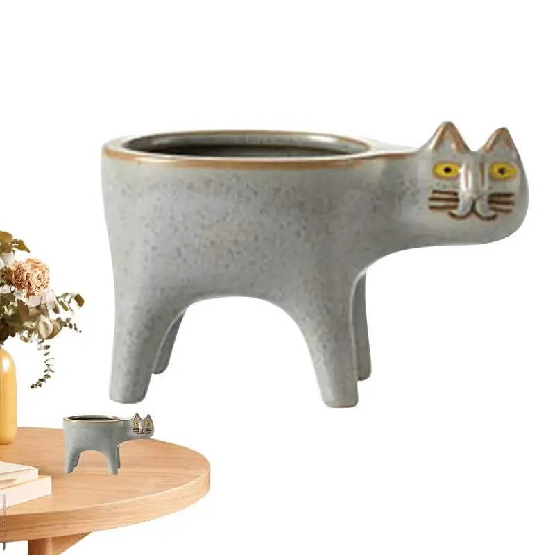 

Ceramic Flower Pot Cute Cat Shape Garden Pots Succulent Planter Plant Container Home Desktop Decor Vase For Living Room