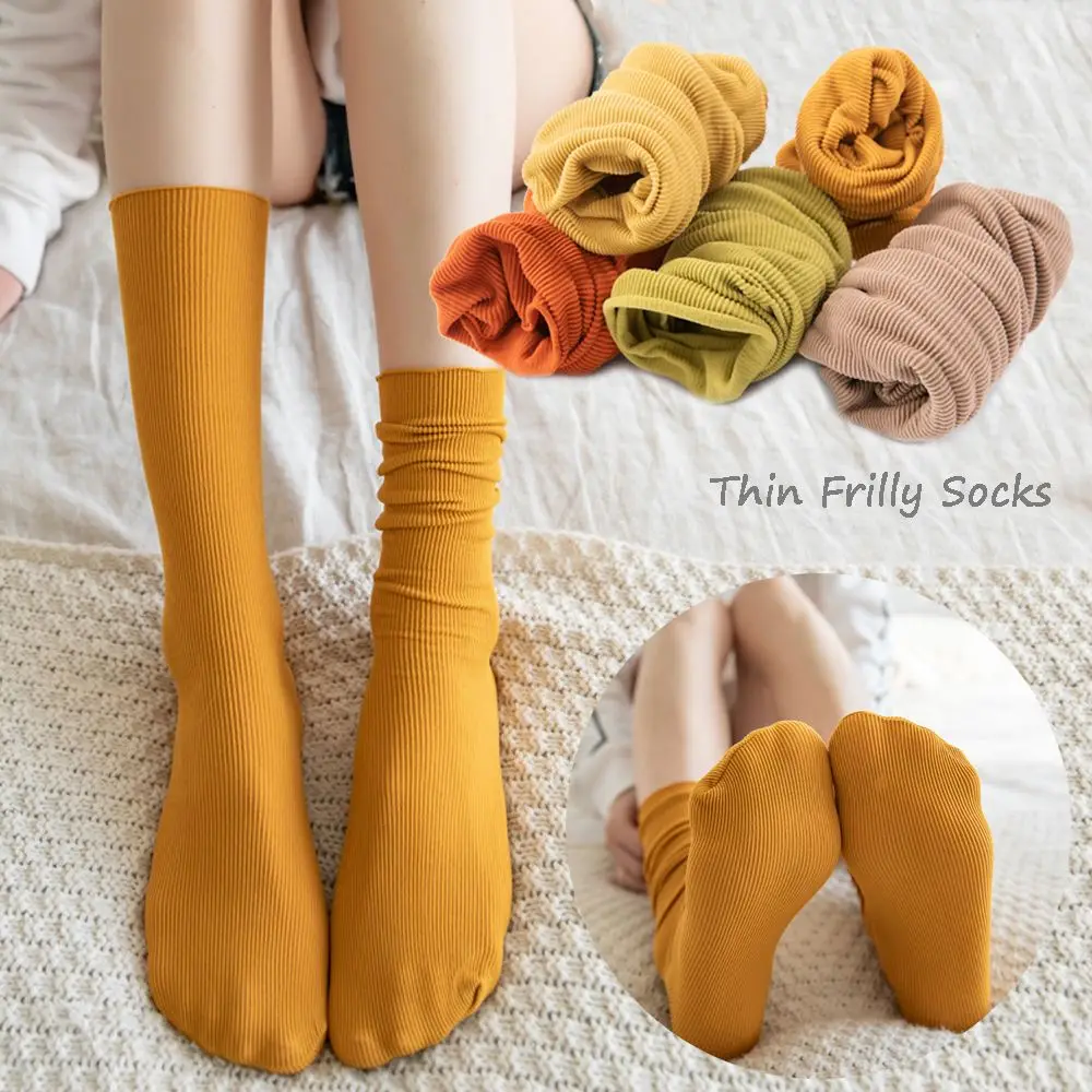 

Женские чулки однотонные Летние Осенние тонкие носки с рюшами компрессионные мягкие удобные носки ниже колена в стиле "сделай сам"