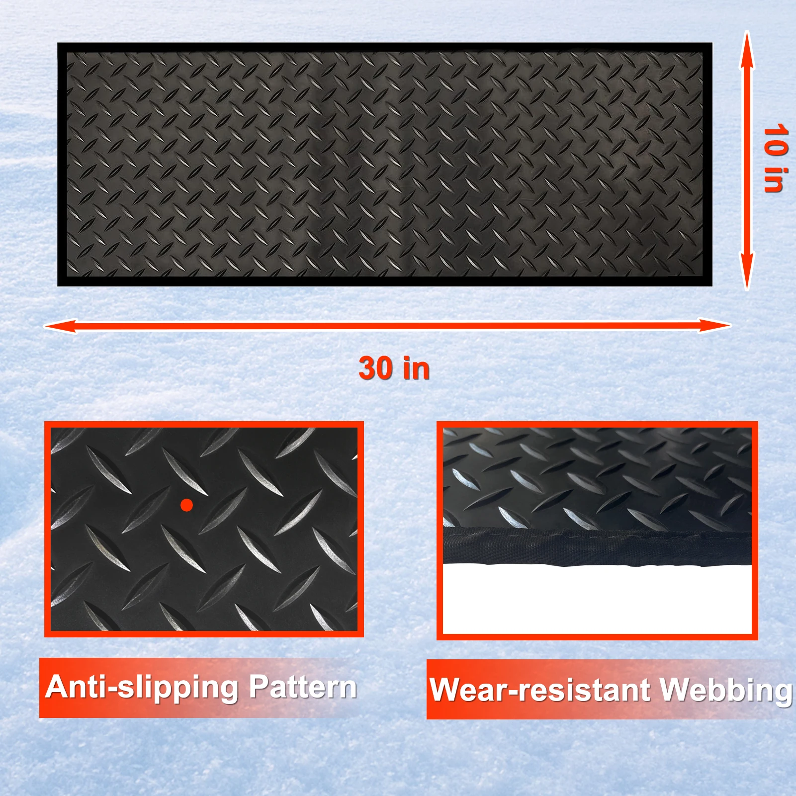110 В 10x30 дюймов резиновый нагревательный коврик для плавления снега нескользящий