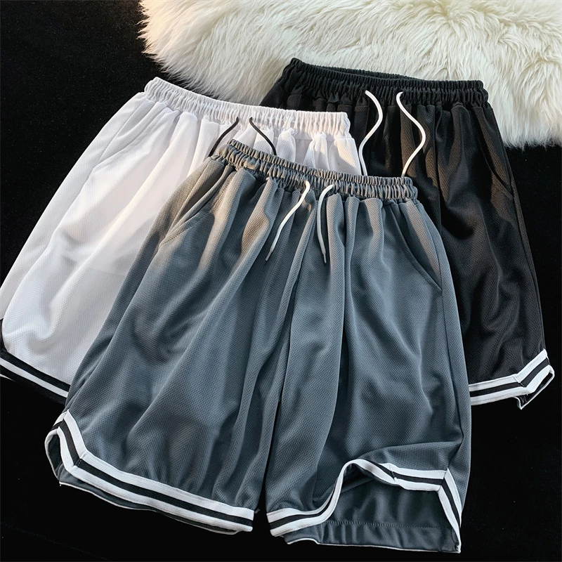 

Casual Length Cortos Striped Board Basketball Pantalon Deporte Ice Shorts Pantalones De American Slik Knee Men Cargo Elastic