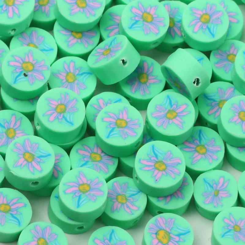 

Бусины из полимерной глины с рисунком хризантемы 9 мм 20/50 шт. Зеленые Круглые фотоаксессуары для браслетов
