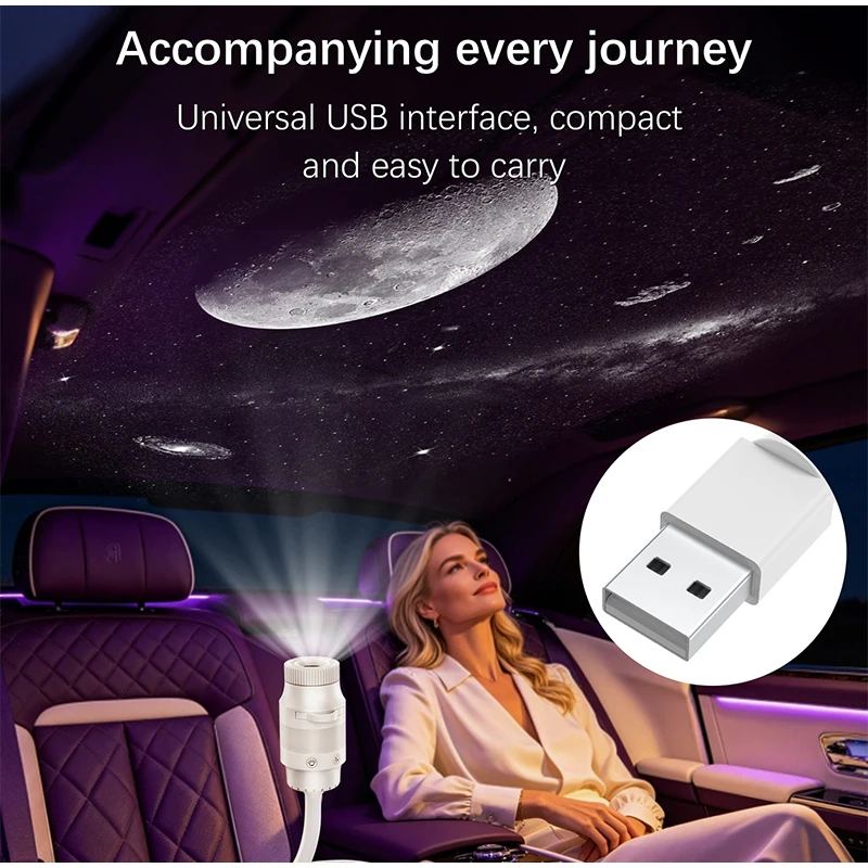 Фото Мини-проектор Galaxy 2-в-1 с USB-подключением и ночником 360° °   Проектор звездного неба с регулируемой яркостью для декора потолка спальни и автомобиля №5