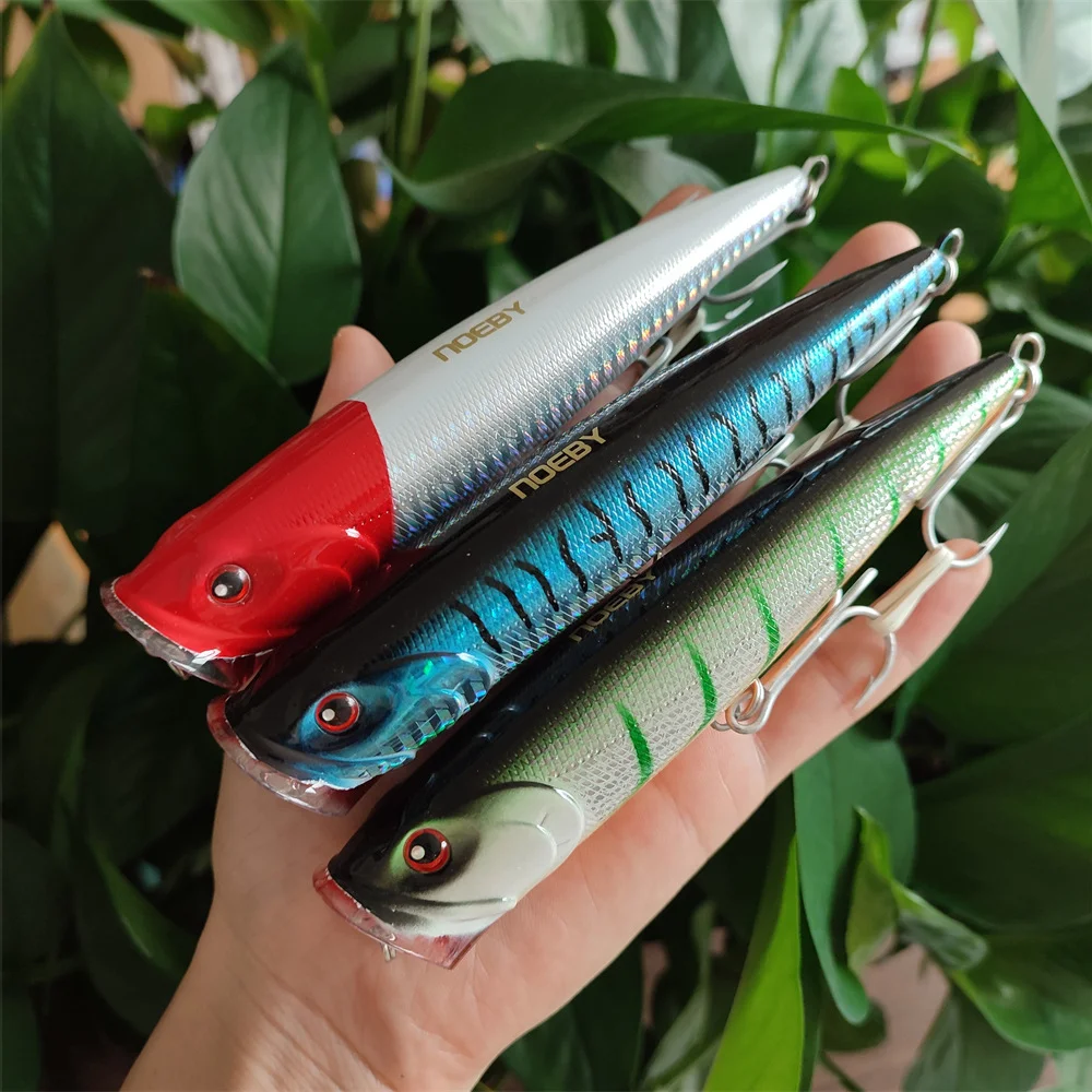 

Noeby 3pcs 14cm 40g Big game Popper Fishing Lures Topwater Wobbler Artificial Hard Bait for GT Saltwater Fishing Lure