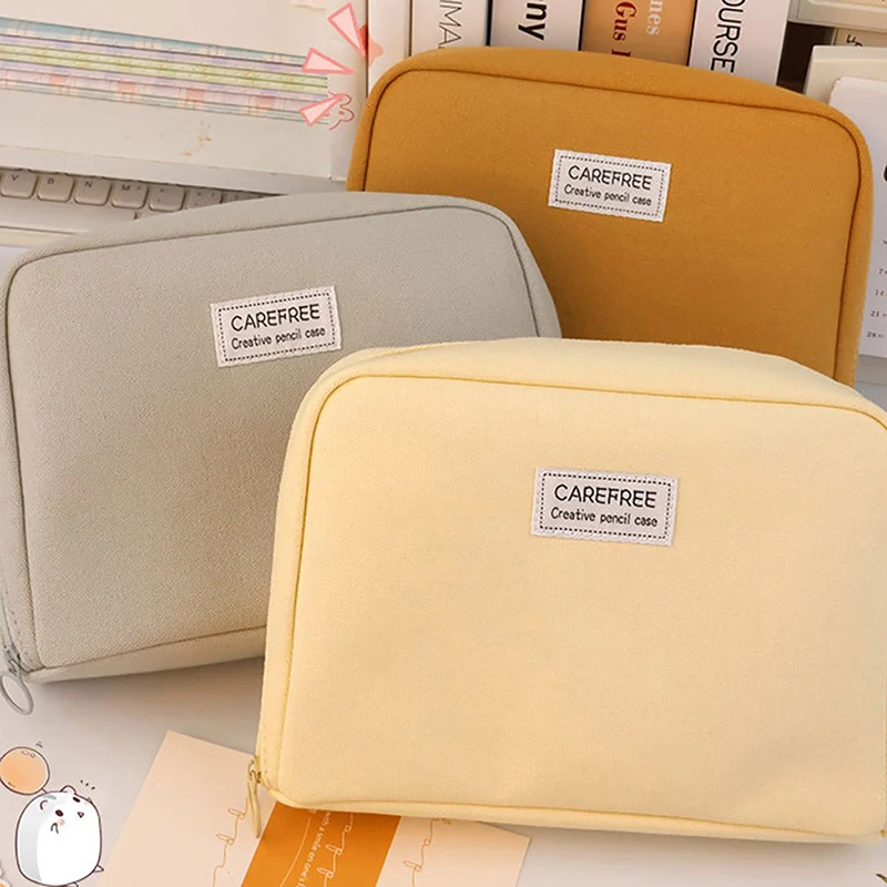 

Large Capacity Kawaii Pencil Case Cosmetic Bag Cute Canvas Pen Pouch Organizer Korean for Girl School Office Supplies Stationery