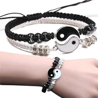 2022 new yin yang bracelet set of 2 adjustable handmade string bracelets for bf friendship relationship valentines day gifts