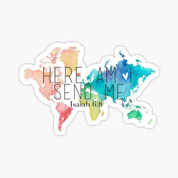 

Here Am I Father 5PCS Stickers for Decorations Room Funny Laptop Cute Window Water Bottles Wall Luggage Home Cartoon Kid Art