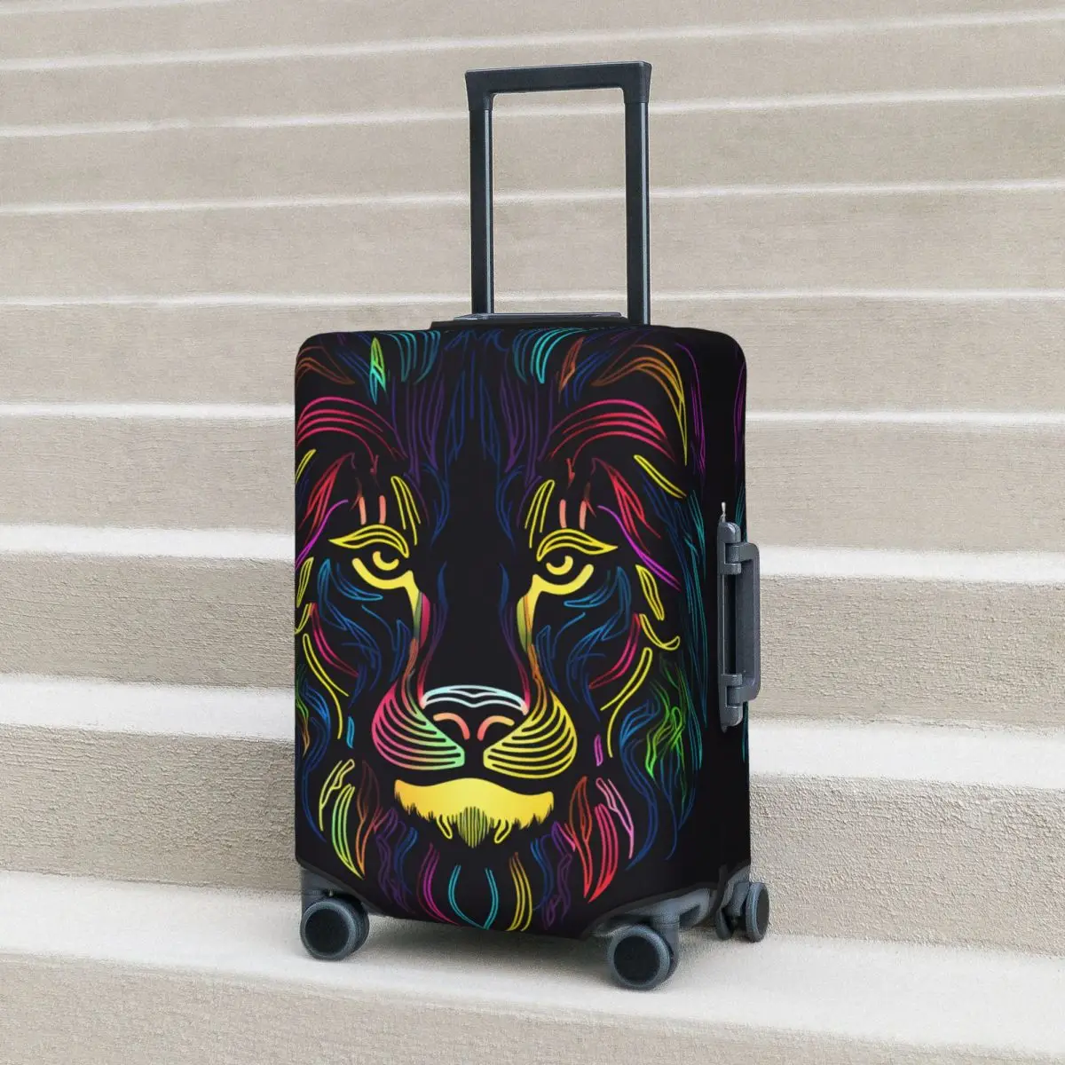 

Lion Suitcase Cover Minimalist Line Art Holiday Cruise Trip Practical Luggage Accesories Protection