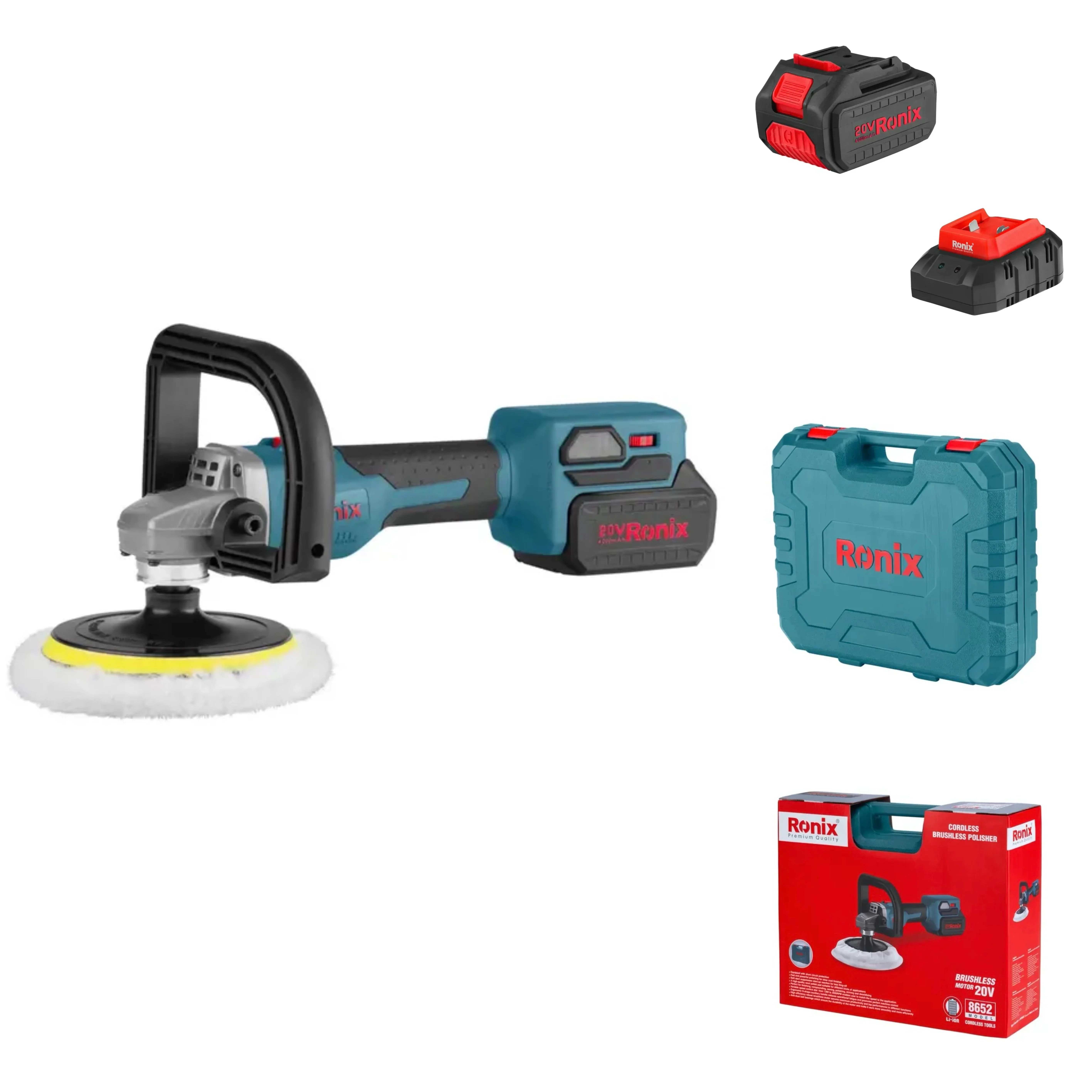 Бесщеточная зеркальная полировальная машина RONIX 8652 20 в беспроводная двойного