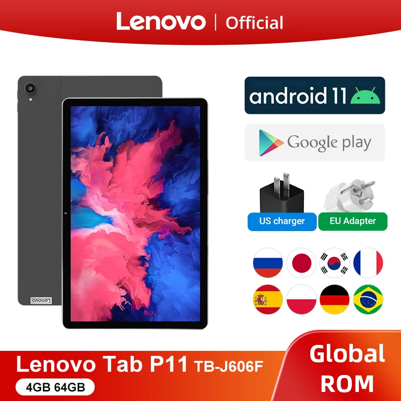 Global ROM Lenovo Tab P11 или K11 Xiaoxin Pad 11-дюймовый ЖК-экран 2K Планшет Android 4 ГБ 64 Qualcomm Snapdragon 662 7700