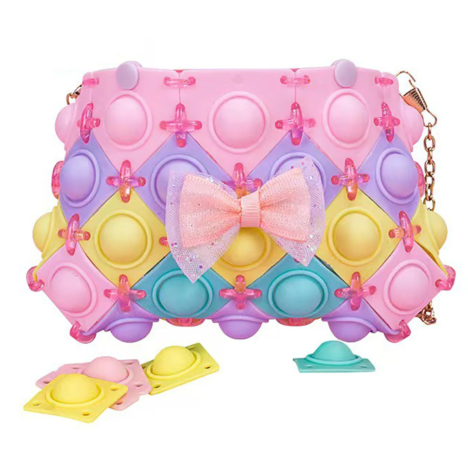 

Shoulder Bag DIY Push The Bubble Crossbody On It Purse Sweet Silicone Bubble Handbags For Girls Sensory Stress Relief Toy For
