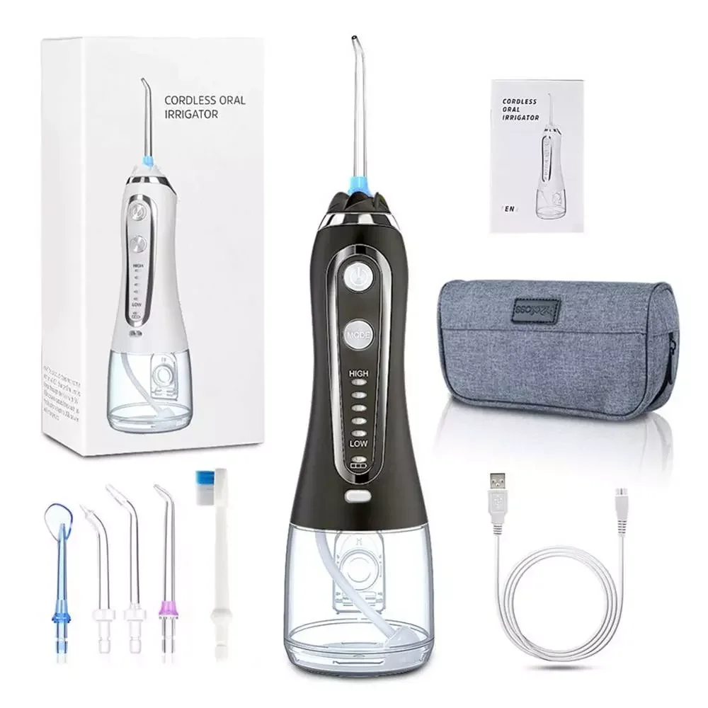5 Modes Portable Oral Irrigator USB Rechargeable Dental Water Flosser Jet 300ml Irrigator Dental Teeth Cleaner+5 Jet Tips & enlarge