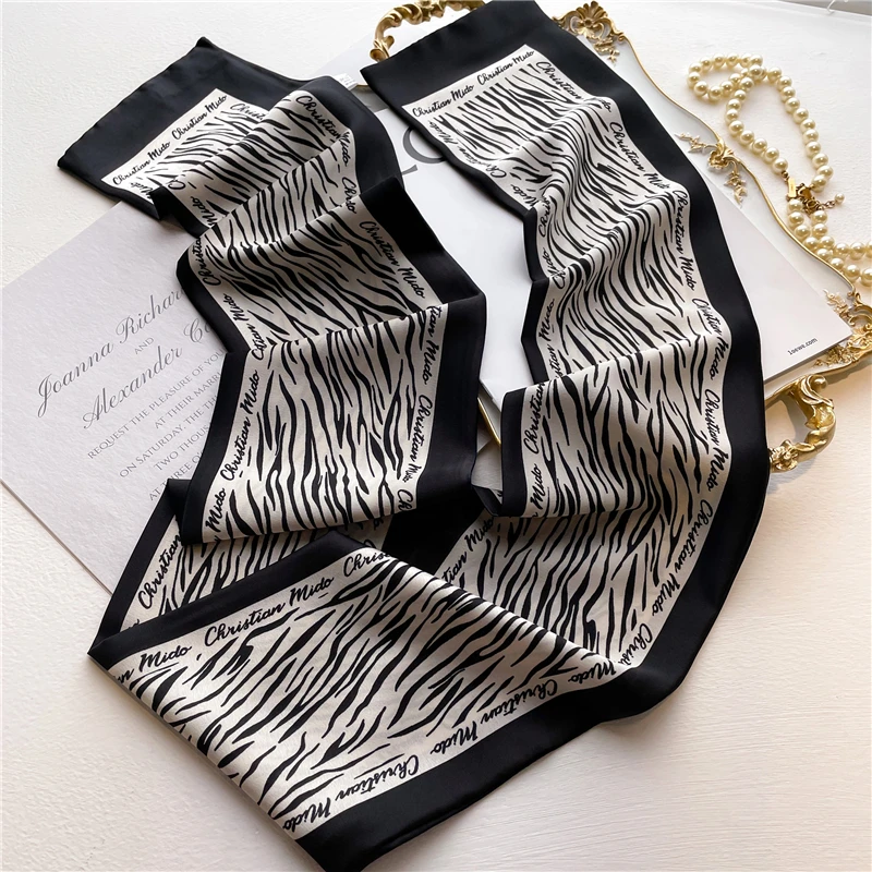 Роскошные брендовые повязки для волос Шелковый узкий шарф женские модные