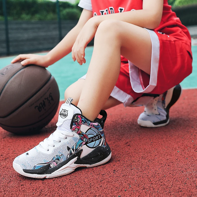 Fashion Trend Children's Shoes Camouflage Youth Sports Low Top Catwalk Outdoor Training Actual Basketball Shoes 30-40 Yards