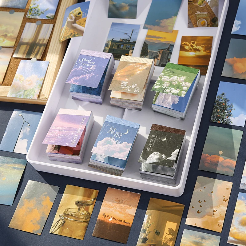 

100Pcs/Set Landscape Stickers Book Cloud Kawaii Aesthetic Decorative Labels Scrapbooking Diary Journaling Collage Material Phone