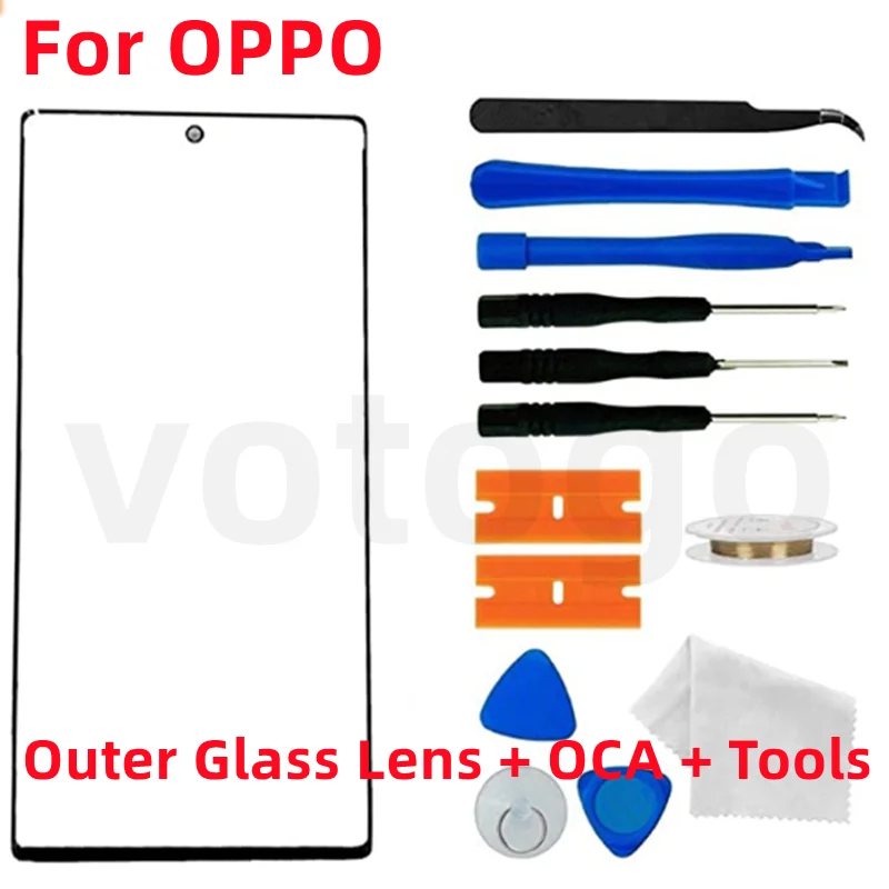 Передний Внешний стеклянный экран + OCA для OPPO A12 A15 A17 A31 A32 A33 A35 A36 A52 A53 A54 A55 A57 A58, замена сенсорного ЖК-дисплея