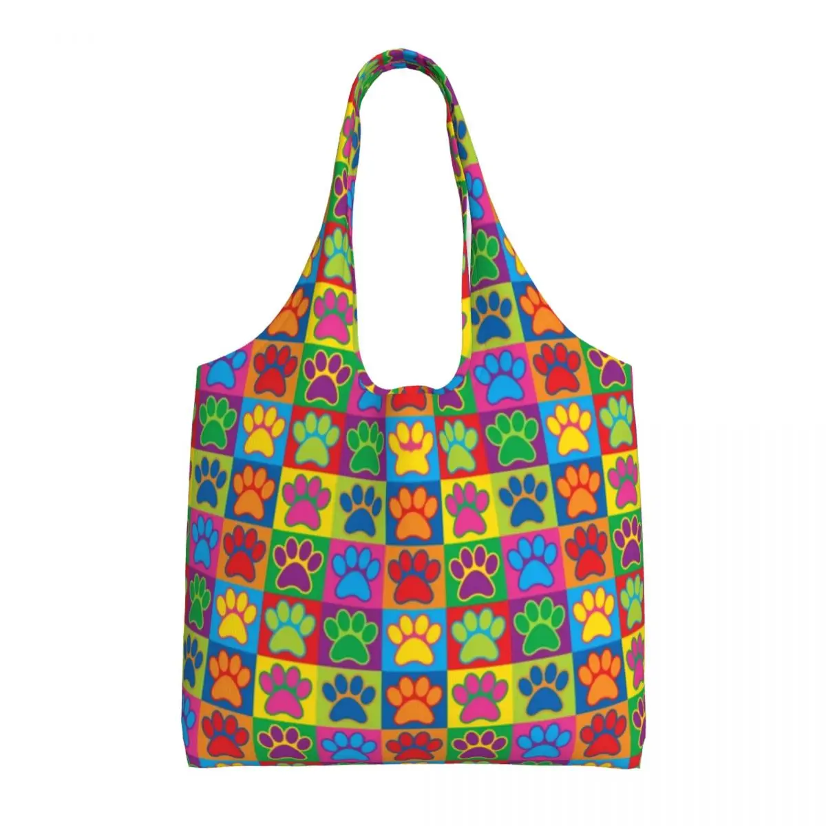 

Красочная женская сумка для покупок в виде собачьих лап, поп-арт, женские сумочки для работы, подарки, многоразовые тканевые сумки